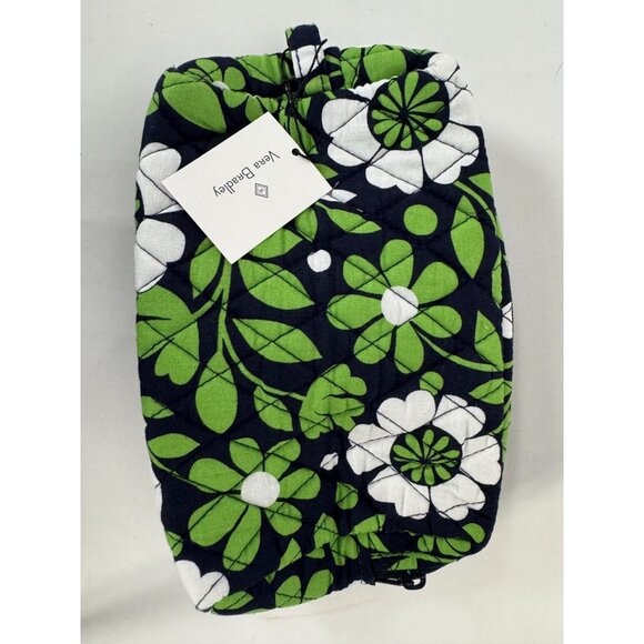 Vera Bradley Medium Cosmetic Bag In Navy & Green Floral Pattern - Picture 2 of 15